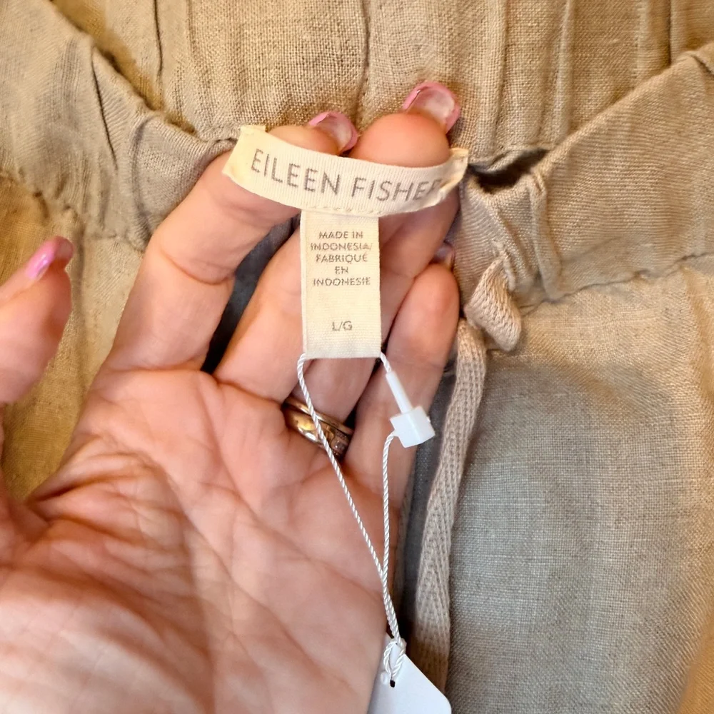 Eileen Fisher Beige Linen Shorts - Picture 3 of 5